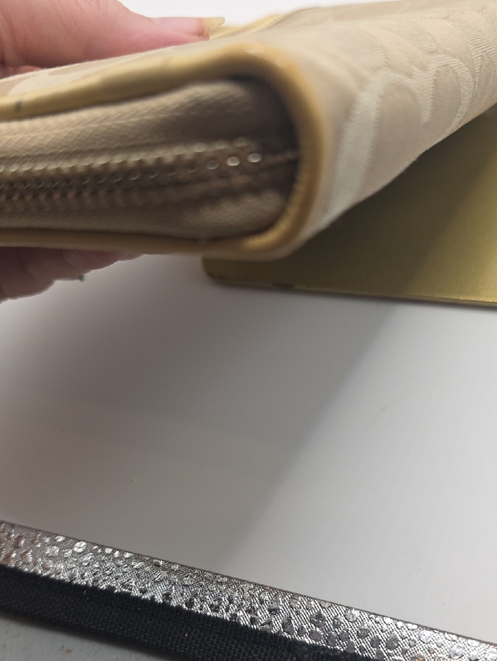 Coach Beige/Tan Signature Wristlet with Detachable Strap - Picture 14 of 17